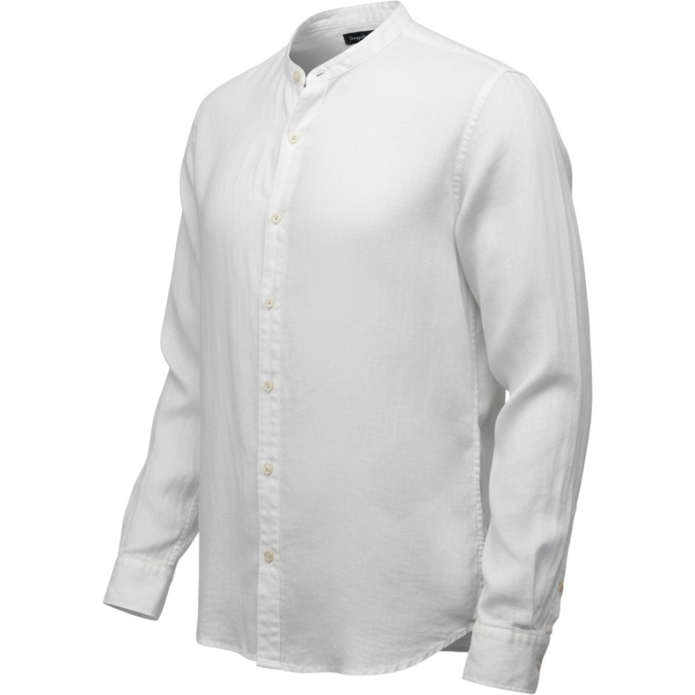 Tommy Bahama Linen Shirt Mens XXL White Band Collar Long Sleeve Beach Vacation